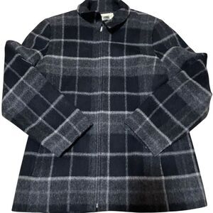 Eddie Bauer Plaid Wool Blend Full Zip Women's Jacket Sz Large